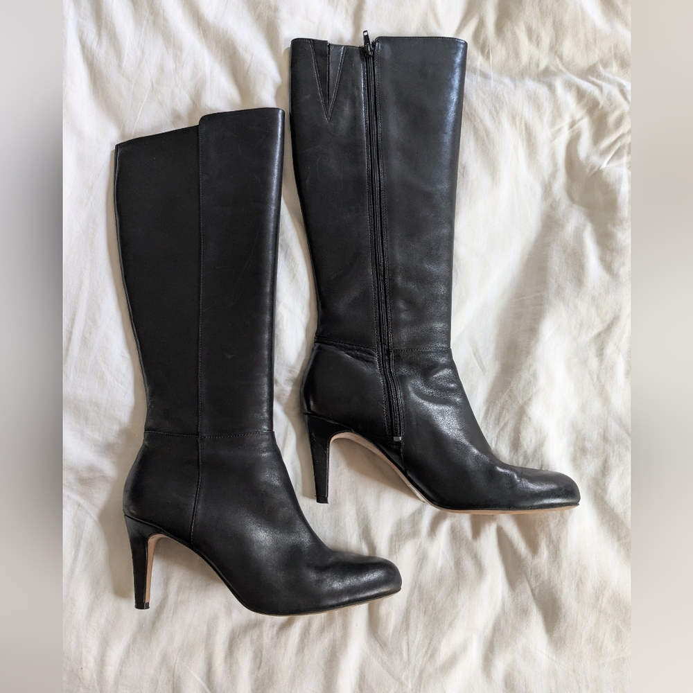 Clark's Size 9 Black Leather Knee-High Boots - Picture 2 of 10